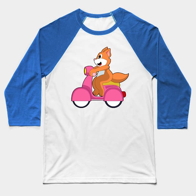 Cat as Biker with Scooter Baseball T-Shirt by Markus Schnabel